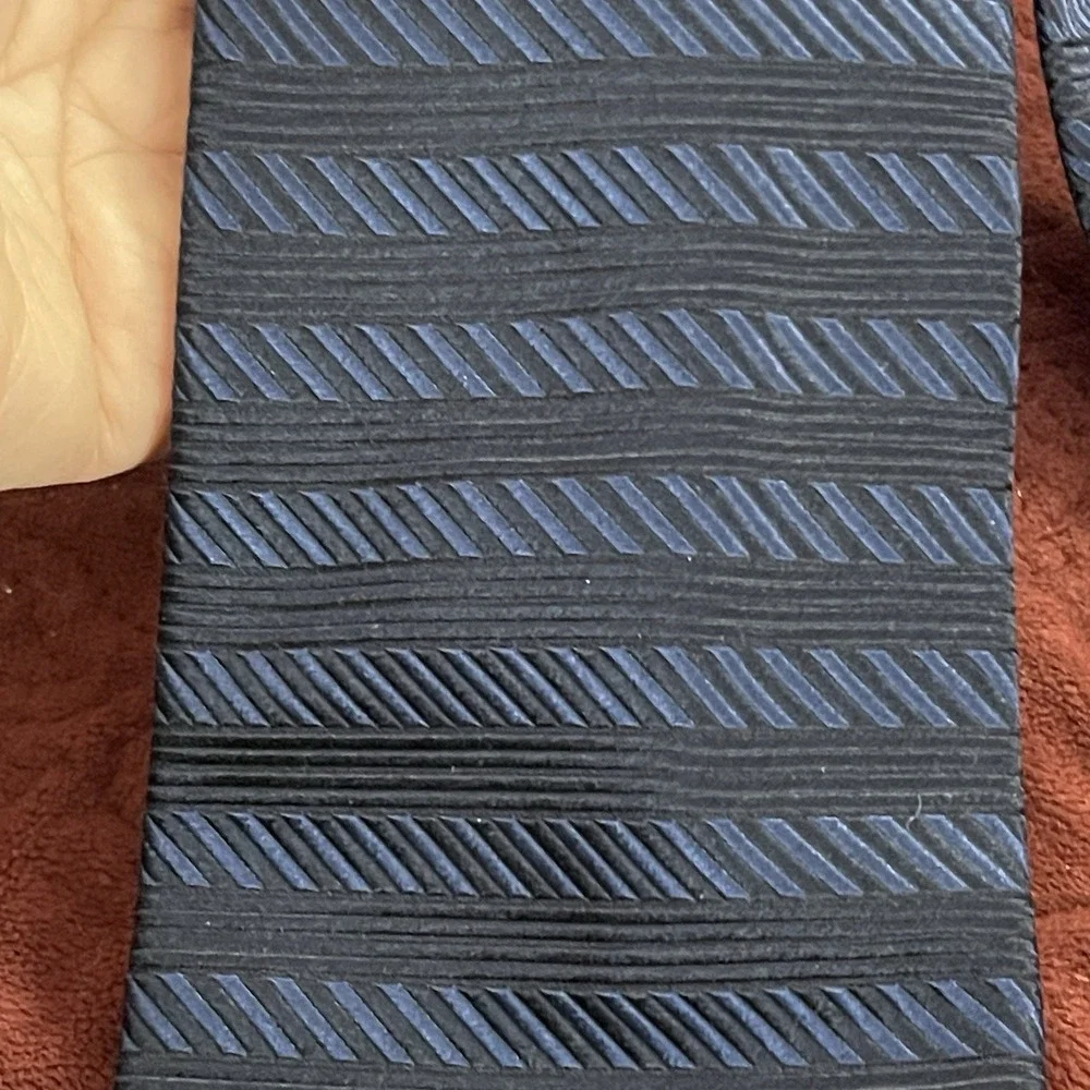 NeckTie Silk Vertical & Horizontal Stripes Blue & BLACK Color Men Tie Italy Made